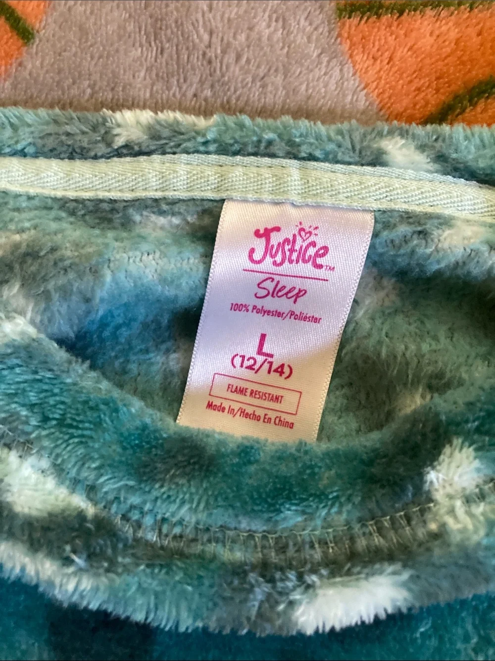 Justice Teal Leopard Plush Pajama Set - Teal & White Print size 14